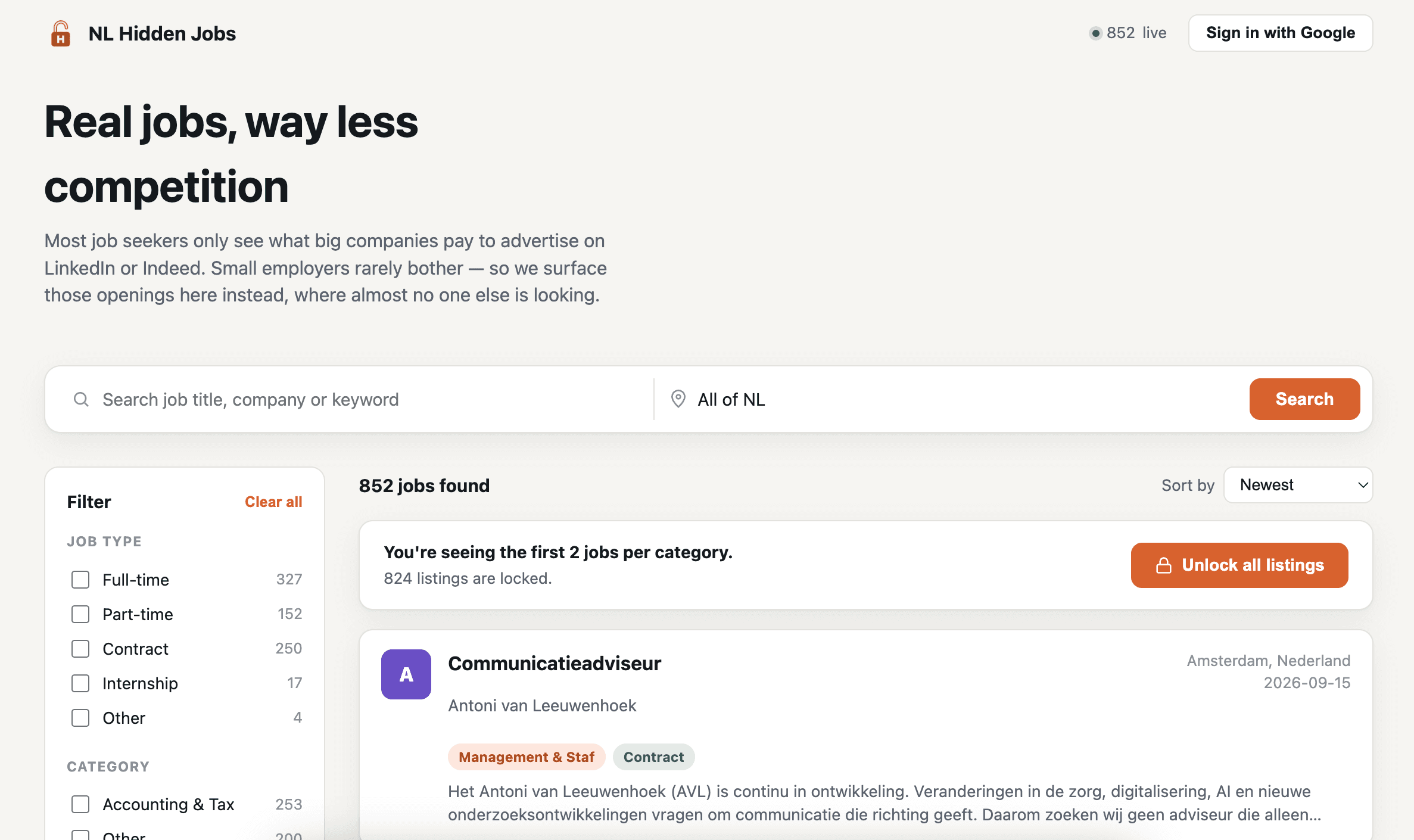 HiddenJobsNL screenshot 1