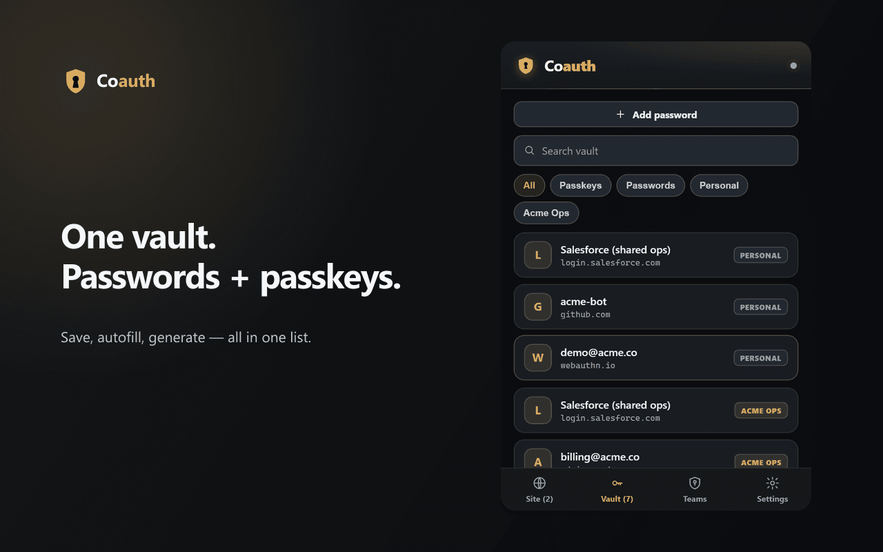 Coauth: Team Password Manager screenshot 2