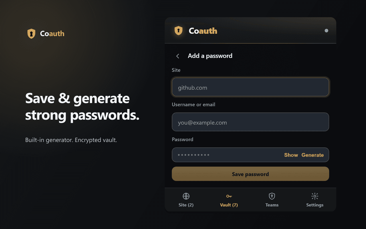Coauth: Team Password Manager screenshot 1