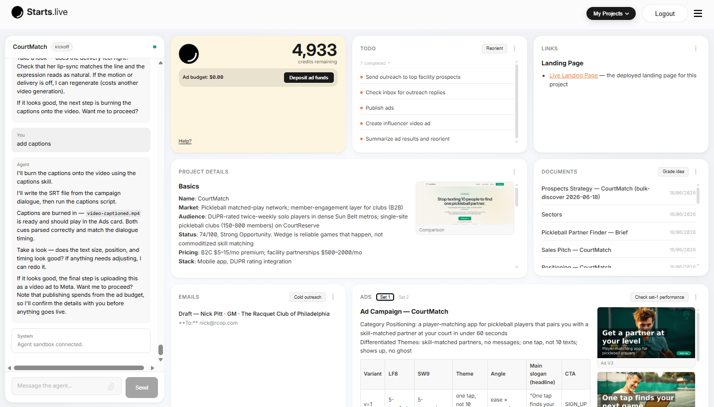Starts.live screenshot 2